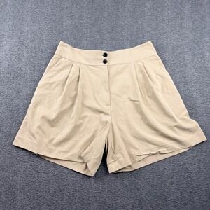 H&M Beige Pleated Women's US 12 High Waisted Dress Shorts